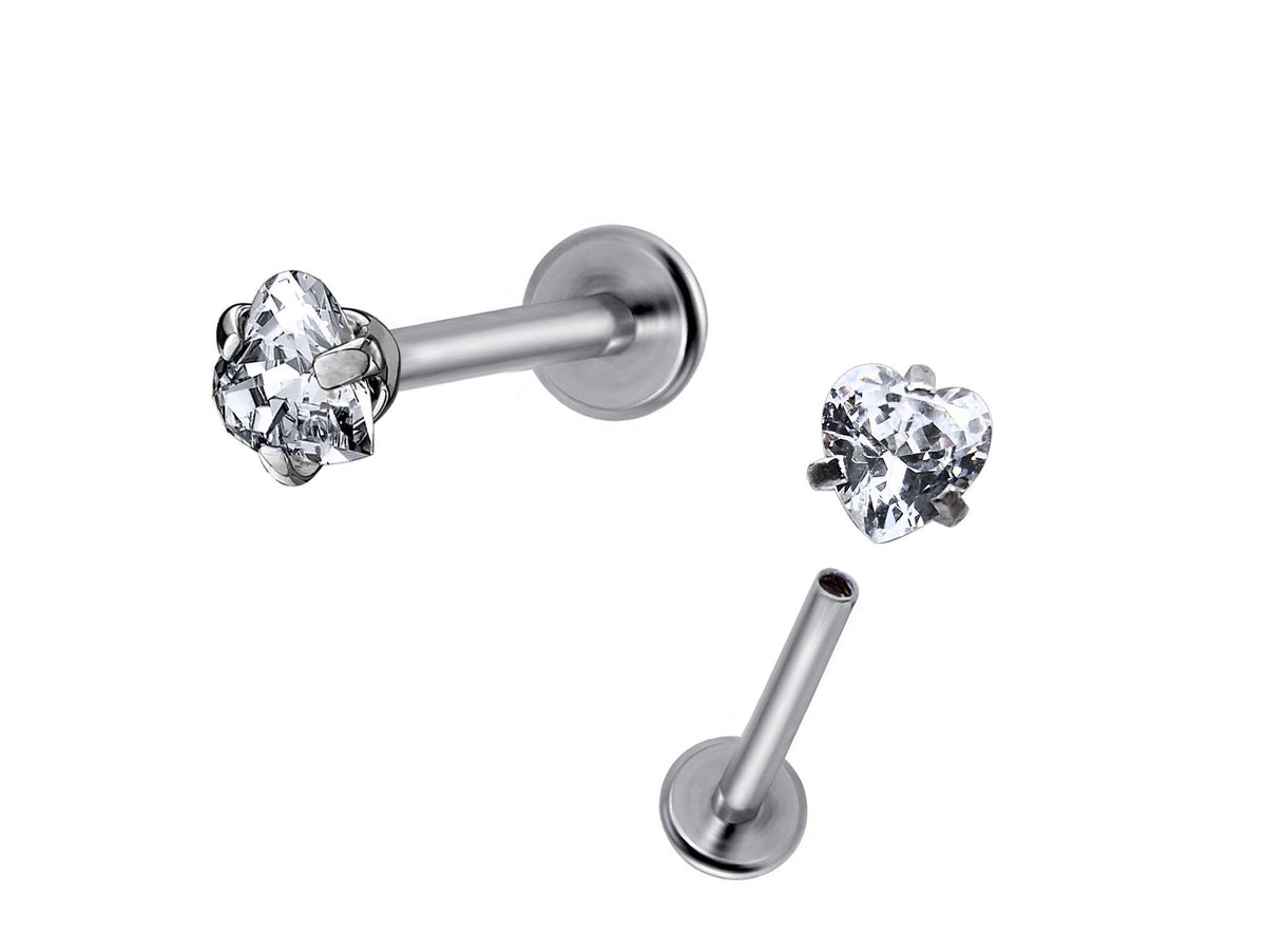 Titanium 16G Helix Stud Cartilage Piercing, Tragus Earrings, Forward Helix  - Internally Threaded Body Jewellery Ear Piercing