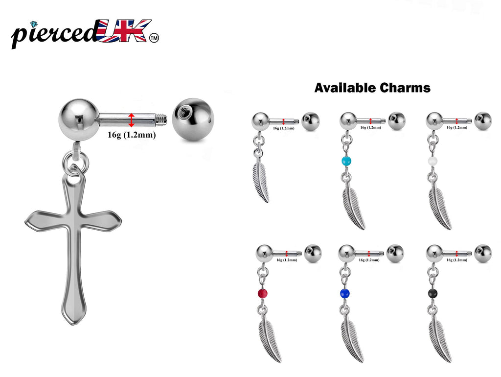 Barbell Piercing, Cross Barbell Earring – 16g (1.2mm) – Dreamcatcher Charm Barbell Piercing for  Nipple Piercing, Ear, Tragus, Helix, Daith