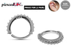 Silver Dainty Hoop Earrings, Cartilage Ring with CZ Stone Crystals Set - 20G (0.8mm) - Body Jewellery