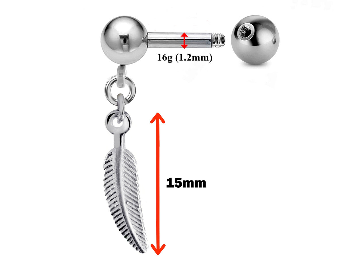 Barbell Piercing, Cross Barbell Earring – 16g (1.2mm) – Dreamcatcher Charm Barbell Piercing for  Nipple Piercing, Ear, Tragus, Helix, Daith