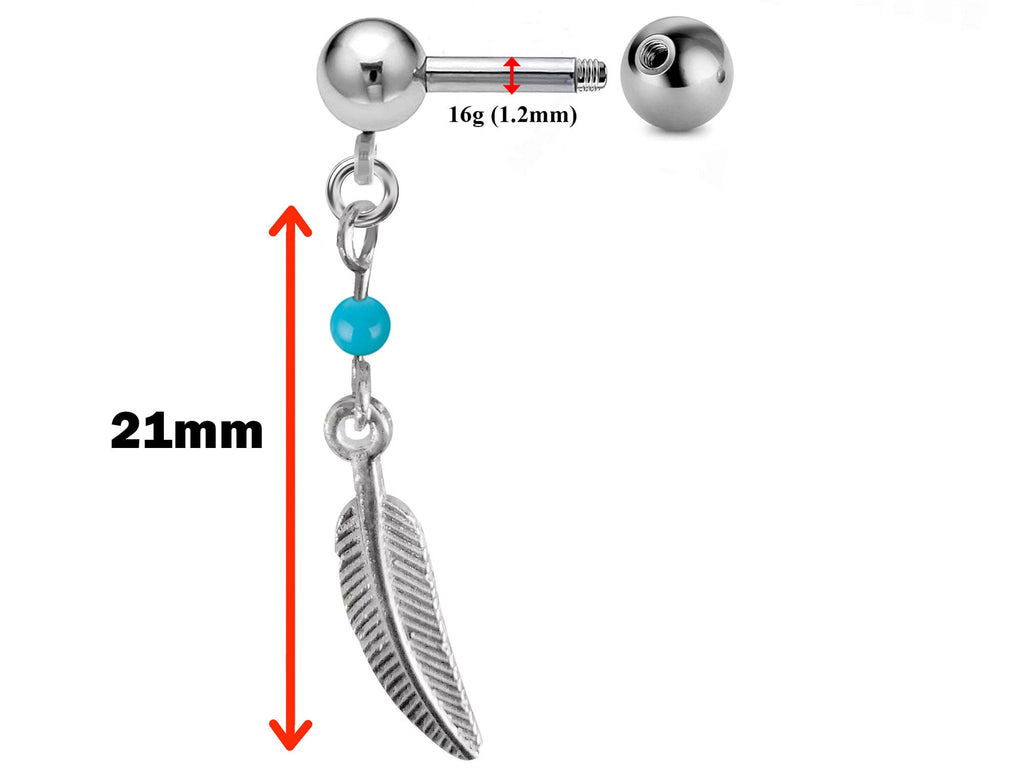 Barbell Piercing, Cross Barbell Earring – 16g (1.2mm) – Dreamcatcher Charm Barbell Piercing for  Nipple Piercing, Ear, Tragus, Helix, Daith