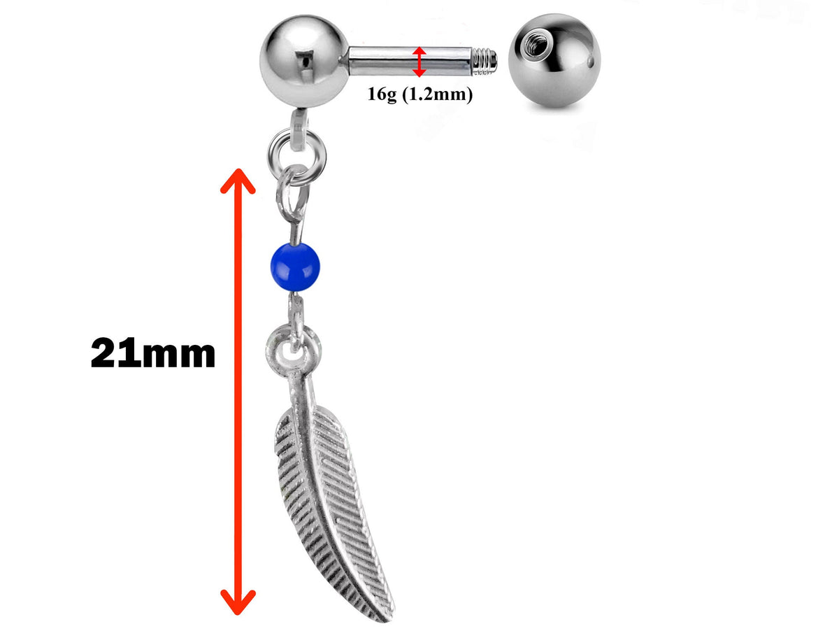 Barbell Piercing, Cross Barbell Earring – 16g (1.2mm) – Dreamcatcher Charm Barbell Piercing for  Nipple Piercing, Ear, Tragus, Helix, Daith