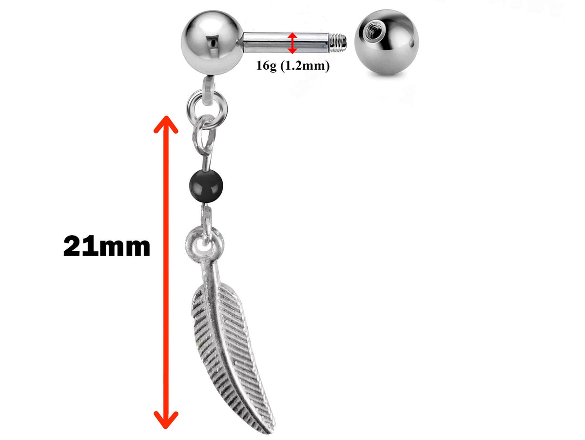 Barbell Piercing, Cross Barbell Earring – 16g (1.2mm) – Dreamcatcher Charm Barbell Piercing for  Nipple Piercing, Ear, Tragus, Helix, Daith