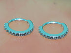 Silver Dainty Hoop Earrings, Cartilage Ring with CZ Stone Crystals Set - 20G (0.8mm) - Body Jewellery