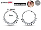 Silver Daith Piercing, Ear Rook Ring, Conch Ring with CZ Crystals Sets - 20G (0.8mm) - Ear Piercing Body Jewellery