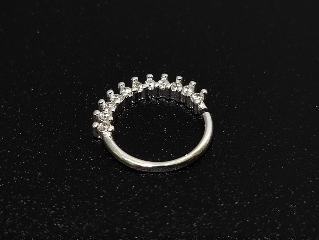 Silver Daith Piercing, Ear Rook Ring, Conch Ring with CZ Crystals Sets - 20G (0.8mm) - Ear Piercing Body Jewellery