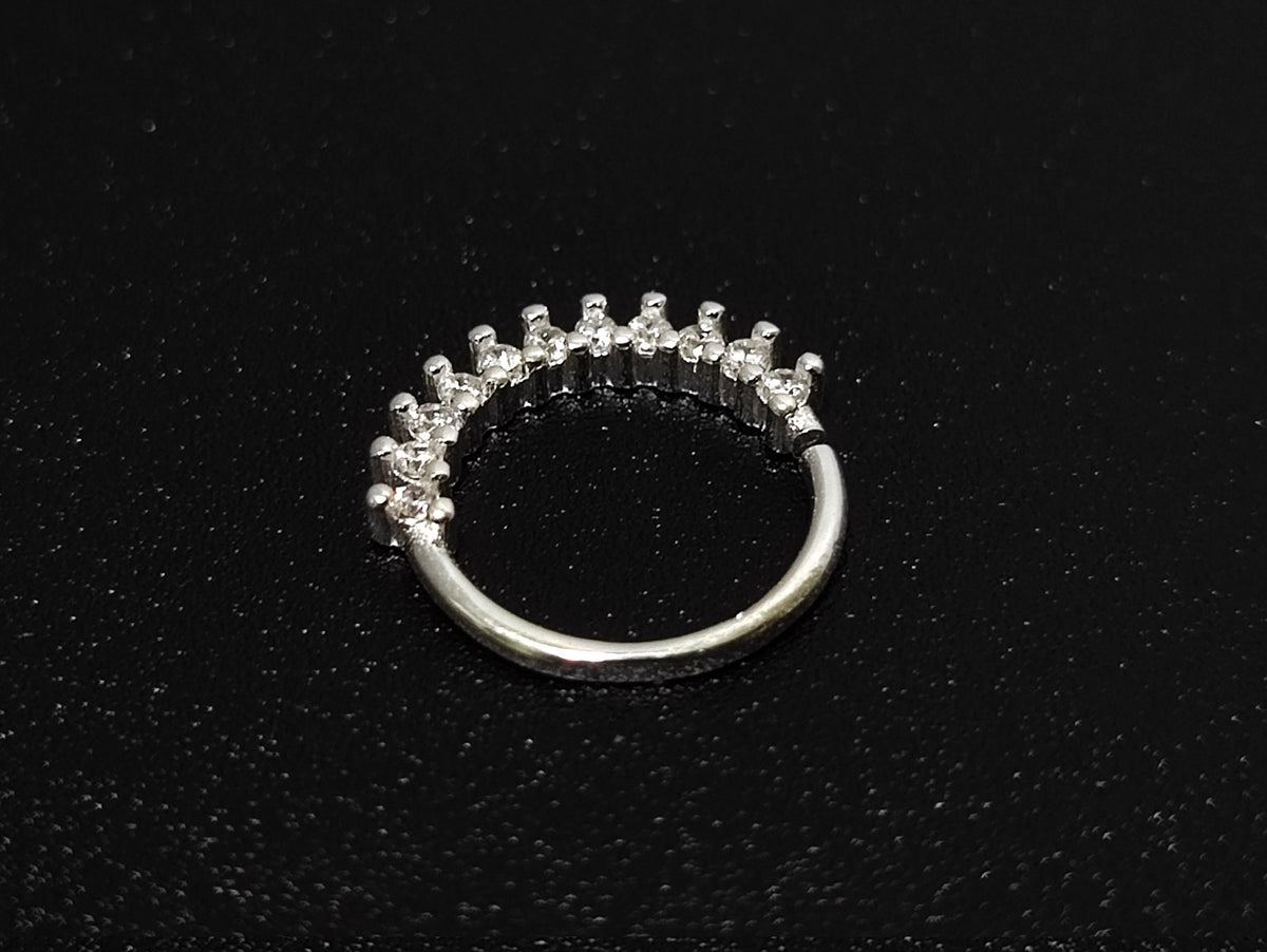 Silver Daith Piercing, Ear Rook Ring, Conch Ring with CZ Crystals Sets - 20G (0.8mm) - Ear Piercing Body Jewellery