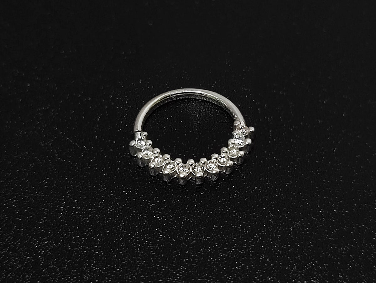 Silver Daith Piercing, Ear Rook Ring, Conch Ring with CZ Crystals Sets - 20G (0.8mm) - Ear Piercing Body Jewellery