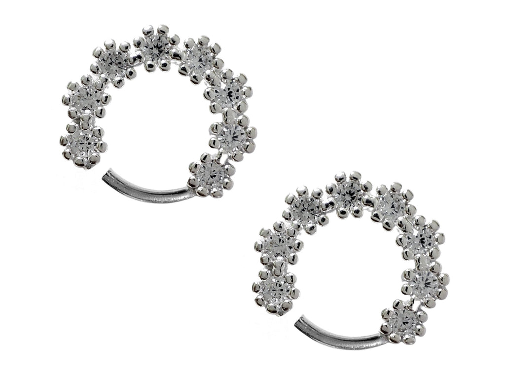 Silver Dainty Earrings, Daith Piercing, Ear Rook Ring with Flower CZ Crystals - 20G (0.8mm) - Ear Piercing Body Jewellery