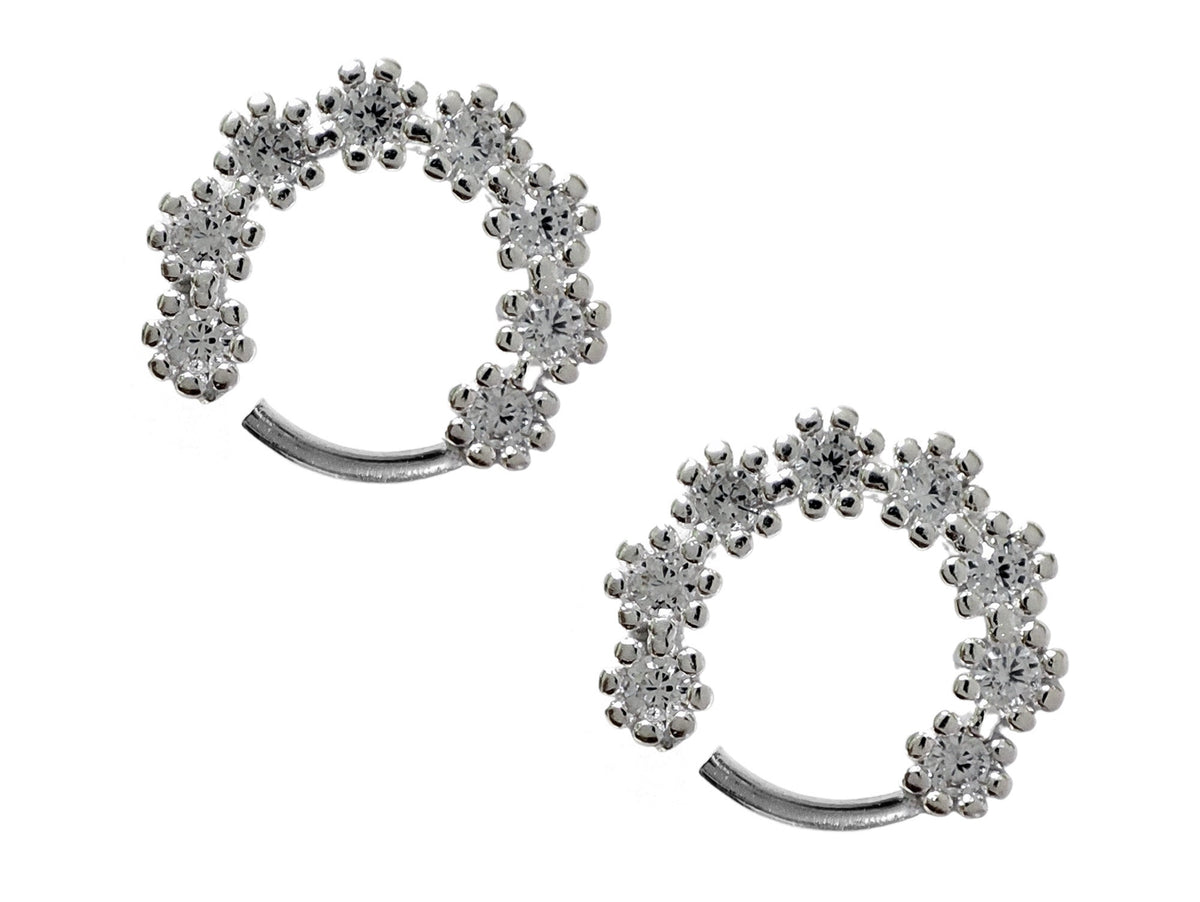 Silver Dainty Earrings, Daith Piercing, Ear Rook Ring with Flower CZ Crystals - 20G (0.8mm) - Ear Piercing Body Jewellery
