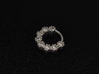 Silver Dainty Earrings, Daith Piercing, Ear Rook Ring with Flower CZ Crystals - 20G (0.8mm) - Ear Piercing Body Jewellery