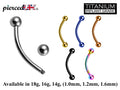 [DEACTIVATED]Titanium Curved barbell, Daith Piercing – 18g, 16g, 14g Bent Barbell for Eyebrow, Ears, Tragus, Rook Ring. Available in Many Colours