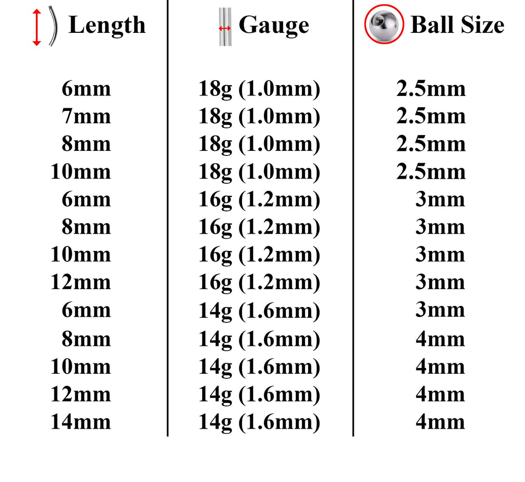 [DEACTIVATED]Curved Barbell , Daith Piercing – 18g, 16g, 14g  Bent Barbell Jewelry for Eyebrow, Ears, Tragus, Rook Ring. Available in Many Colours