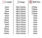 [DEACTIVATED]Curved Barbell , Daith Piercing – 18g, 16g, 14g  Bent Barbell Jewelry for Eyebrow, Ears, Tragus, Rook Ring. Available in Many Colours