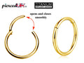 [DEACTIVATED]Gold Septum Ring, Gold Nose Hoop - Titanium Nose Ring Piercing - 20G 18G 16G 14G - Diameter 6mm to 12mm