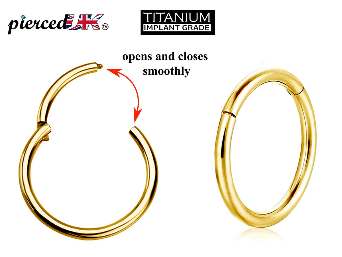 [DEACTIVATED]Gold Septum Ring, Gold Nose Hoop - Titanium Nose Ring Piercing - 20G 18G 16G 14G - Diameter 6mm to 12mm