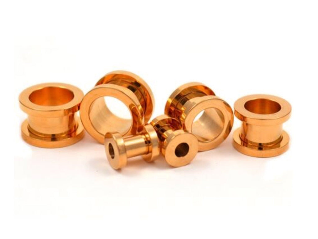 [DEACTIVATED]Rose Gold Ear Tunnel Plug, Tunnel Gauges 00g to 12g - Titanium Flesh Earrings Tunnels Body Modification - Threaded Screw fit Earrings