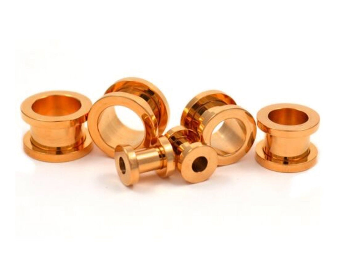 [DEACTIVATED]Rose Gold Ear Tunnel Plug, Tunnel Gauges 00g to 12g - Titanium Flesh Earrings Tunnels Body Modification - Threaded Screw fit Earrings