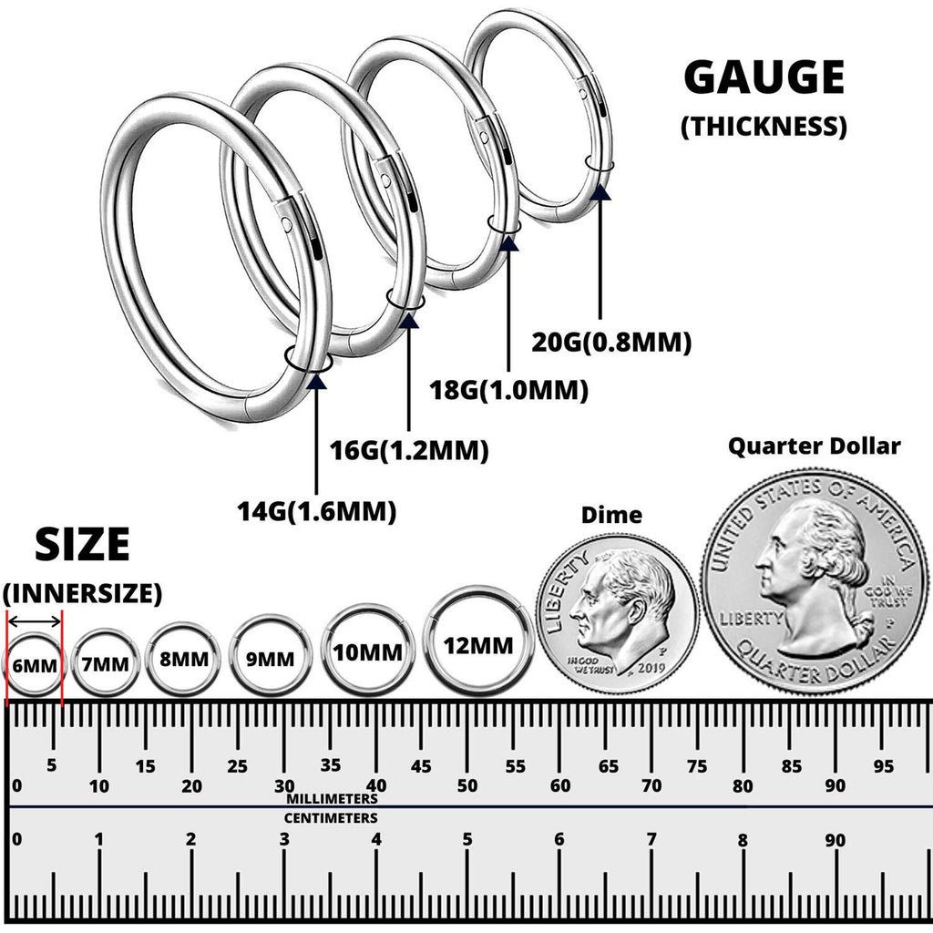 [DEACTIVATED]Gold Septum Ring, Gold Nose Hoop - Titanium Nose Ring Piercing - 20G 18G 16G 14G - Diameter 6mm to 12mm