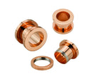 [DEACTIVATED]Rose Gold Ear Tunnel Plug, Tunnel Gauges 00g to 12g - Titanium Flesh Earrings Tunnels Body Modification - Threaded Screw fit Earrings