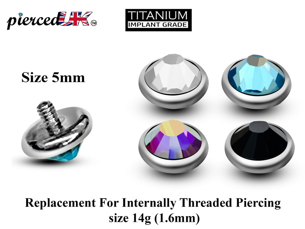 Titanium Replacement Piercing Parts – 2 pieces –14g Attachment for internally threaded Piercing like Dermal Anchor, Surface Piercing, labret