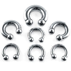 Horseshoe Septum Ring ,Circular Barbell - 5pcs (CBB) Body Piercing for Nose, Eyebrows, Nipple, and Ears - 18g, 16g, 14g, size 6mm to 16mm