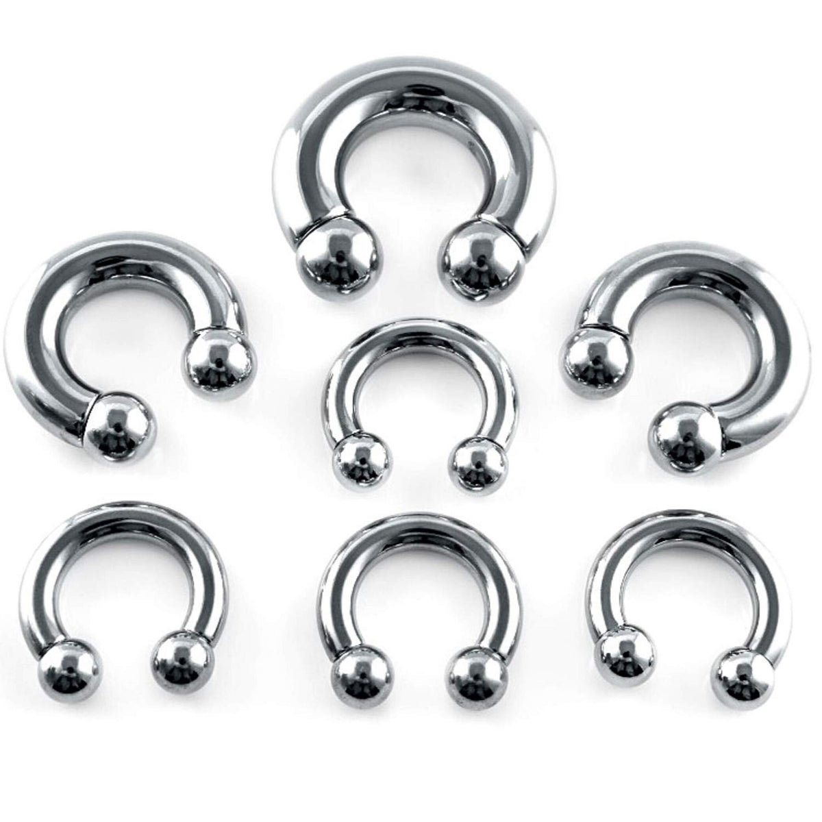 Horseshoe Septum Ring ,Circular Barbell - 5pcs (CBB) Body Piercing for Nose, Eyebrows, Nipple, and Ears - 18g, 16g, 14g, size 6mm to 16mm