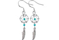 Dreamcatcher Earrings, Dangle Earrings - Silver Native American Jewelry Dreamcatcher Drop Earrings with Genuine Bead Gemstones
