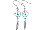 Dreamcatcher Earrings, Dangle Earrings - Silver Native American Jewelry Dreamcatcher Drop Earrings with Genuine Bead Gemstones