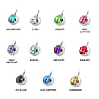 Navel Ring Titanium, Belly Ring - Belly Bar with Single Gem Crystals- 14g (1.6mm) - Ideal Piercing for Bely Button Piercing