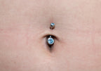 Navel Ring Titanium, Belly Ring - Belly Bar with Single Gem Crystals- 14g (1.6mm) - Ideal Piercing for Bely Button Piercing
