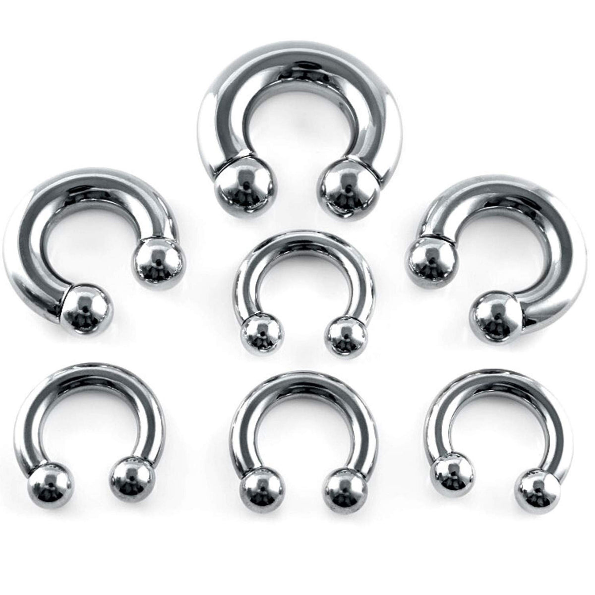 Circular Barbell , Horseshoe Septum Ring,  - 4pcs (CBB) Body Piercing for Nose, Eyebrows, Nipple, and Ears - 18g, 16g, 14g size 6mm to 16mm