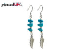 Dreamcatcher Earrings, Dangle Silver Earrings with Genuine Turquoise Stone beads - Perfect Gift - Packed in a lovely Velvet Pouched