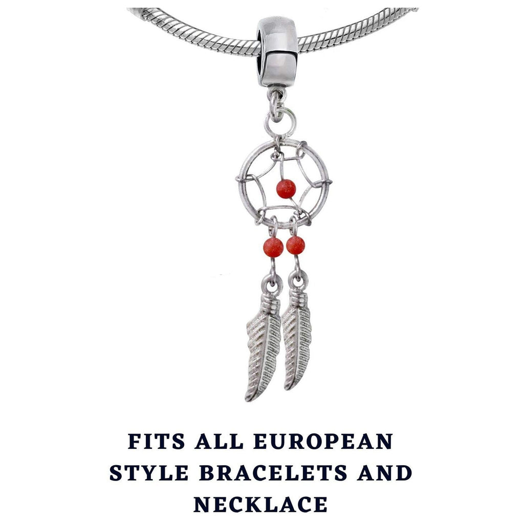 Charms, Dreamcatchers - Silver Native American Jewelry Dangle Charms for Dreamcatcher Bracelet and Necklaces with Genuine Bead Gemstones