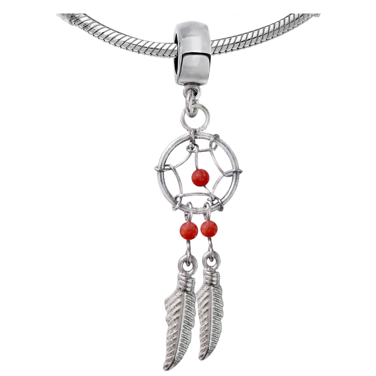 Charms, Dreamcatchers - Silver Native American Jewelry Dangle Charms for Dreamcatcher Bracelet and Necklaces with Genuine Bead Gemstones