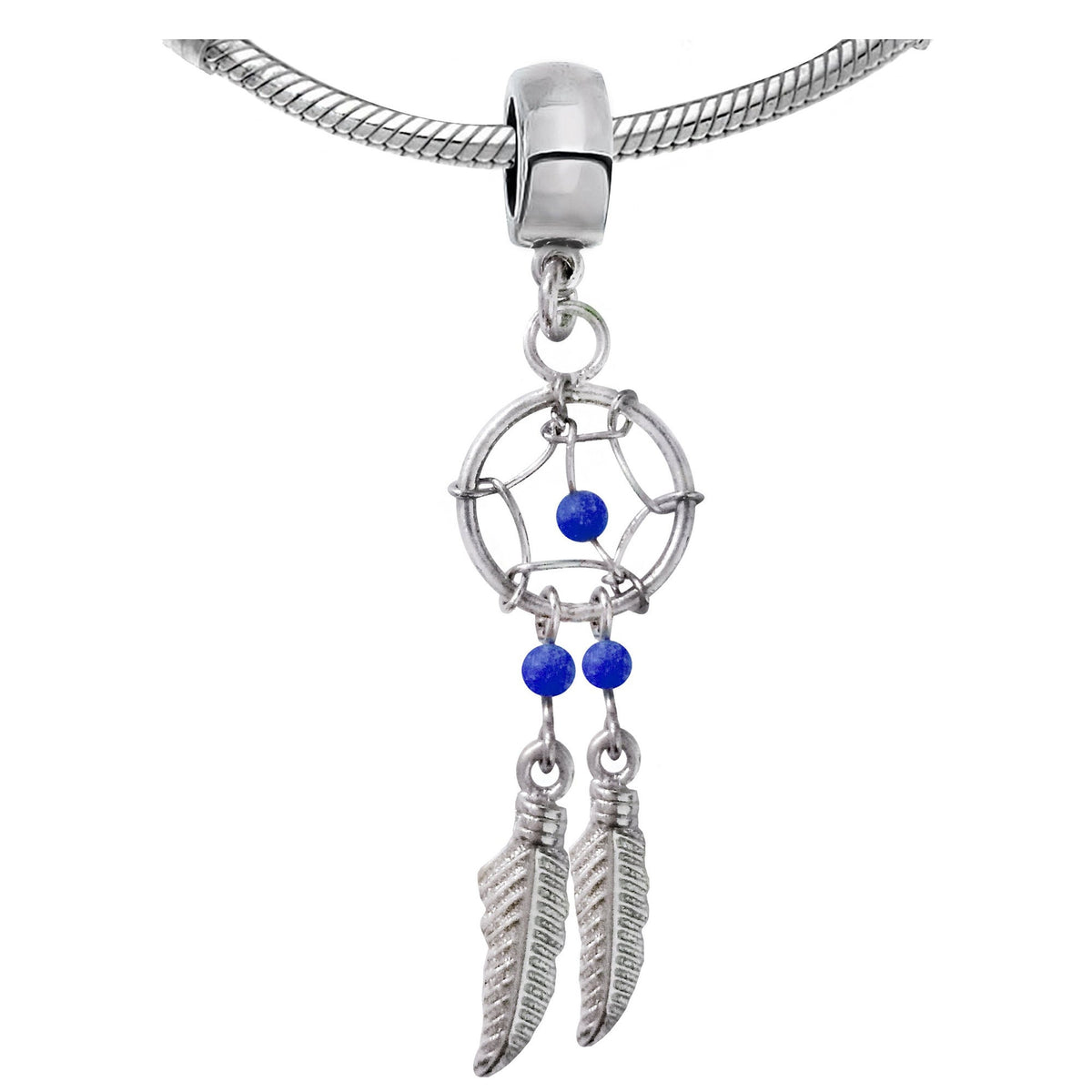 Charms, Dreamcatchers - Silver Native American Jewelry Dangle Charms for Dreamcatcher Bracelet and Necklaces with Genuine Bead Gemstones