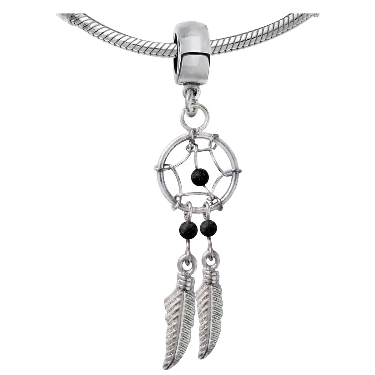 Charms, Dreamcatchers - Silver Native American Jewelry Dangle Charms for Dreamcatcher Bracelet and Necklaces with Genuine Bead Gemstones
