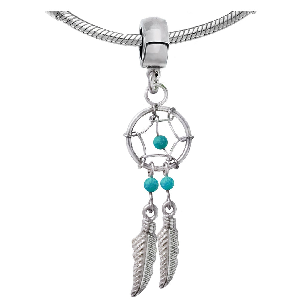 Charms, Dreamcatchers - Silver Native American Jewelry Dangle Charms for Dreamcatcher Bracelet and Necklaces with Genuine Bead Gemstones