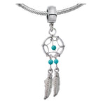 Charms, Dreamcatchers - Silver Native American Jewelry Dangle Charms for Dreamcatcher Bracelet and Necklaces with Genuine Bead Gemstones