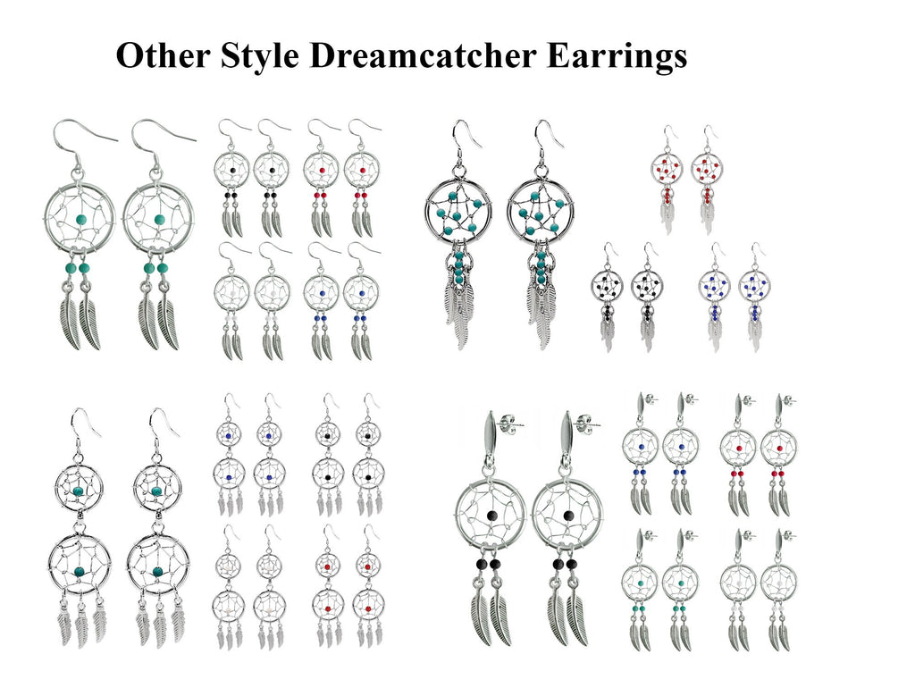 Dreamcatcher Earrings, Dangle Silver Earrings with Genuine Turquoise Stone beads - Perfect Gift - Packed in a lovely Velvet Pouched