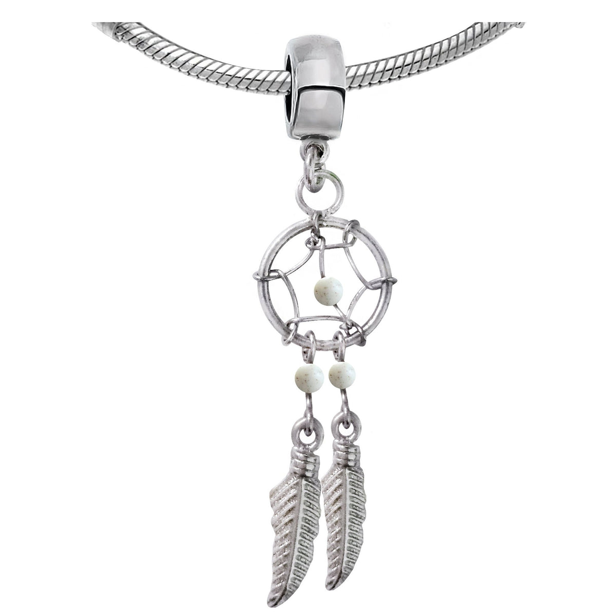 Charms, Dreamcatchers - Silver Native American Jewelry Dangle Charms for Dreamcatcher Bracelet and Necklaces with Genuine Bead Gemstones