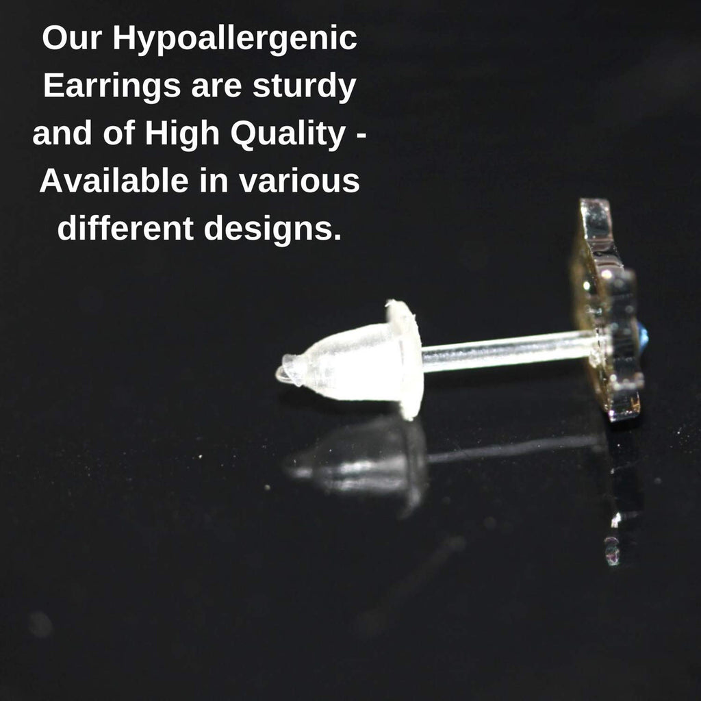Plastic Post Earrings, Hypoallergenic Earrings Studs Set -  Foot Feet Earrings with Round Crystal Set - You get 3 pairs