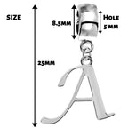Silver Initial Letter,  Alphabet Charms - Initial Charms fits all European and Italian Charm Bracelets and Other Styles of Bracelets.