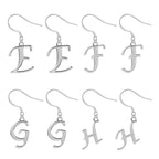 Initial Earrings, Letter Earrings - Silver Dangle & Drop Alphabet A-Z with Hook Ear Wire which is Easy to Wear for all Occasions