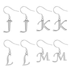 Initial Earrings, Letter Earrings - Silver Dangle & Drop Alphabet A-Z with Hook Ear Wire which is Easy to Wear for all Occasions