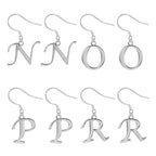 Initial Earrings, Letter Earrings - Silver Dangle & Drop Alphabet A-Z with Hook Ear Wire which is Easy to Wear for all Occasions