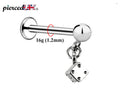 Dice Labret Stud, Labret Piercing – Dangle Dice Steel Flatback Lip Piercing Jewelry – 16g (1.2mm) Labret Piercing for Lip, Chin and More