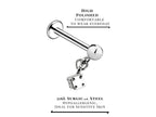 Dice Labret Stud, Labret Piercing – Dangle Dice Steel Flatback Lip Piercing Jewelry – 16g (1.2mm) Labret Piercing for Lip, Chin and More