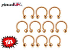 Rose Gold Horseshoe Earrings, Nose Ring - 10pcs Horseshoe Septum Ring (CBB) - 18g, 16g, 14g size 6mm to 16mm