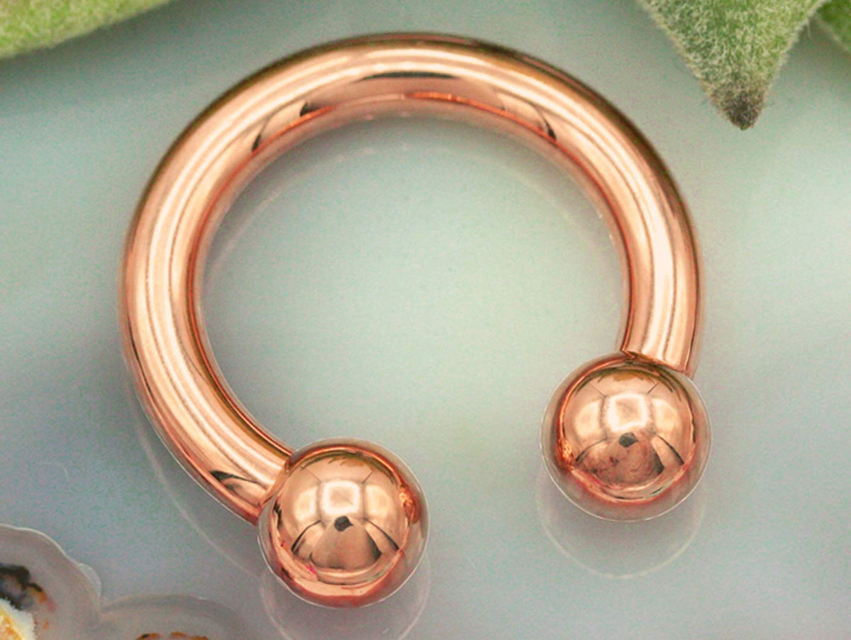 Rose Gold Horseshoe Earrings, Nose Ring - 10pcs Horseshoe Septum Ring (CBB) - 18g, 16g, 14g size 6mm to 16mm